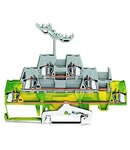 Triple-deck terminal block; Ground conductor/through/through terminal block; with marker carrier; for DIN-rail 35 x 15 and 35 x 7.5; 2.5 mm²; CAGE CLAMP®; 2,50 mm²; green-yellow/gray/gray