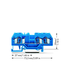 3-conductor through terminal block; 4 mm²; suitable for Ex i applications; center marking; for DIN-rail 35 x 15 and 35 x 7.5; CAGE CLAMP®; 4,00 mm²; blue