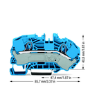 2-conductor supply terminal blocks for distribution boxes; 16 mm²; side and center marking; for DIN-rail 35 x 15 and 35 x 7.5; Push-in CAGE CLAMP®; 16,00 mm²; blue