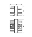 3-way distribution connector; 5-pole; Cod. B; 1 input; 3 outputs; gray