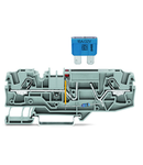 2-conductor fuse terminal block; for automotive blade-style fuses; with test option; with blown fuse indication by LED; 12 V; for DIN-rail 35 x 15 and 35 x 7.5; 6 mm²; Push-in CAGE CLAMP®; 6,00 mm²; gray