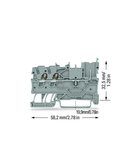 2-conductor/1-pin carrier terminal block; for DIN-rail 35 x 15 and 35 x 7.5; Push-in CAGE CLAMP®; 1,00 mm²; gray