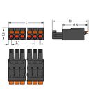 1-conductor female plug; push-button; 1.5 mm²; Pin spacing 3.5 mm; 2-pole; 1,50 mm²; black