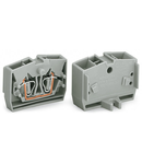 4-conductor end terminal block; without push-buttons; with fixing flange; for screw or similar mounting types; Fixing hole 3.2 mm Ø; 2.5 mm²; CAGE CLAMP®; 2,50 mm²; gray
