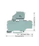 3-conductor fuse terminal block; with pivoting fuse holder; and end plate; for 5 x 20 mm miniature metric fuse; without blown fuse indication; for DIN-rail 35 x 15 and 35 x 7.5; 2.5 mm²; Push-in CAGE CLAMP®; 2,50 mm²; gray