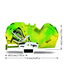 2-conductor ground terminal block; 35 mm²; with integrated end plate; side and center marking; for DIN-rail 35 x 15 and 35 x 7.5; CAGE CLAMP®; 35,00 mm²; green-yellow