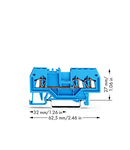 3-conductor through terminal block; 1.5 mm²; suitable for Ex i applications; center marking; for DIN-rail 35 x 15 and 35 x 7.5; CAGE CLAMP®; 1,50 mm²; blue