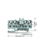 Double potential terminal block; 2.5 mm²; with double, center marker slot; for DIN-rail 35 x 15 and 35 x 7.5; Push-in CAGE CLAMP®; 2,50 mm²; gray