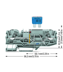 2-conductor fuse terminal block; for automotive blade-style fuses; with test option; with blown fuse indication by LED; 24 V; for DIN-rail 35 x 15 and 35 x 7.5; 6 mm²; Push-in CAGE CLAMP®; 6,00 mm²; gray