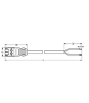 pre-assembled connecting cable; Eca; Plug/open-ended; 3-pole; Cod. A; 0.5 m; 1,00 mm²; white