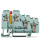 3-conductor sensor terminal block; LED (red); for PNP-(high-side) switching sensors; with colored conductor entries; 2.5 mm²; CAGE CLAMP®; 2,50 mm²; gray