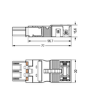 Plug; with strain relief housing; 3-pole; Cod. A; 4,00 mm²; black