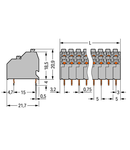 Double-deck PCB terminal block; push-button; 1.5 mm²; Pin spacing 5 mm; 2 x 10-pole; Push-in CAGE CLAMP®; 1,50 mm²; agate gray