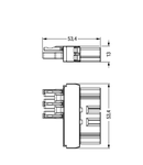 Intermediate coupler; 5-pole/3-pole; Cod. P; L3 - L; red