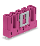 Plug for PCBs; straight; 5-pole; Cod. B; pink
