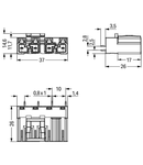 Plug for PCBs; straight; 4-pole; Cod. B; pink