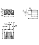 Plug for PCBs; straight; 3-pole; Cod. B; pink