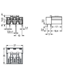 Plug for PCBs; angled; 3-pole; Cod. B; pink