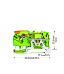 2-conductor ground terminal block; 2.5 mm²; with test port; side and center marking; for DIN-rail 35 x 15 and 35 x 7.5; Push-in CAGE CLAMP®; 2,50 mm²; green-yellow