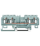 4-conductor through terminal block; 4 mm²; with test port; without shield contact; center marking; for DIN-rail 35 x 15 and 35 x 7.5; CAGE CLAMP®; 4,00 mm²; gray