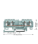 4-conductor through terminal block; 4 mm²; with test port; without shield contact; center marking; for DIN-rail 35 x 15 and 35 x 7.5; CAGE CLAMP®; 4,00 mm²; gray