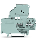 2-conductor fuse terminal block; with pivoting fuse holder; with end plate; for 5 x 20 mm miniature metric fuse; with blown fuse indication by LED; 120 V; for DIN-rail 35 x 15 and 35 x 7.5; 2.5 mm²; Push-in CAGE CLAMP®; 2,50 mm²; gray