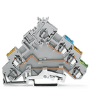 3-conductor actuator supply terminal block; with ground contact; with colored conductor entries; 2.5 mm²; CAGE CLAMP®; 2,50 mm²; gray