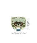 4-conductor miniature through terminal block; 2.5 mm²; with test option; suitable for Ex e II applications; center marking; for DIN-15 rail; CAGE CLAMP®; 2,50 mm²; light gray