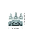 Stud terminal block; lateral marker slots; for DIN-rail 35 x 15 and 35 x 7.5; 3 studs, M8; 50,00 mm²; gray