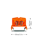 2-conductor miniature through terminal block; 2.5 mm²; with test option; center marking; for DIN-rail 35 x 15 and 35 x 7.5; CAGE CLAMP®; 2,50 mm²; orange