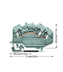 3-conductor through terminal block; 2.5 mm²; center marking; for DIN-rail 35 x 15 and 35 x 7.5; CAGE CLAMP®; 2,50 mm²; gray