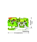 2-conductor ground terminal block; 2.5 mm²; with test port; side and center marking; for DIN-rail 35 x 15 and 35 x 7.5; Push-in CAGE CLAMP®; 2,50 mm²; green-yellow