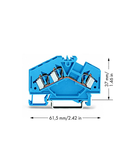 3-conductor through terminal block; 4 mm²; suitable for Ex i applications; center marking; for DIN-rail 35 x 15 and 35 x 7.5; CAGE CLAMP®; 4,00 mm²; blue