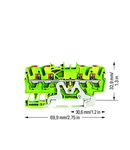 4-conductor ground terminal block; 2.5 mm²; with test port; side and center marking; for DIN-rail 35 x 15 and 35 x 7.5; Push-in CAGE CLAMP®; 2,50 mm²; green-yellow