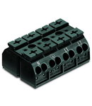 4-conductor chassis-mount terminal strip; 4-pole; N-PE-L1-L2; without ground contact; for 3 mm ø screw and nut; 4 mm²; 4,00 mm²; black