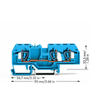 3-conductor through terminal block; 6 mm²; suitable for Ex i applications; center marking; for DIN-rail 35 x 15 and 35 x 7.5; CAGE CLAMP®; 6,00 mm²; blue