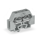 2-conductor terminal block; without push-buttons; with snap-in mounting foot; for plate thickness 0.6 - 1.2 mm; Fixing hole 3.5 mm Ø; 4 mm²; CAGE CLAMP®; 4,00 mm²; gray