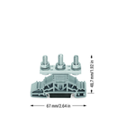 Stud terminal block; lateral marker slots; for DIN-rail 35 x 15 and 35 x 7.5; 3 studs, M6; 35,00 mm²; gray