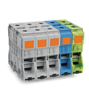 Three phase set; with 185 mm² high-current terminal block; only for DIN 35 x 15 rail; copper; 185 mm²; POWER CAGE CLAMP; 185,00 mm²; gray, blue, green-yellow