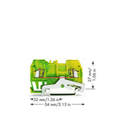 2-conductor ground terminal block; 1.5 mm²; center marking; for DIN-rail 35 x 15 and 35 x 7.5; CAGE CLAMP®; 1,50 mm²; green-yellow