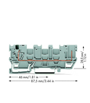 1-conductor/1-pin carrier terminal block; with 3 jumper positions; for DIN-rail 35 x 15 and 35 x 7.5; 4 mm²; CAGE CLAMP®; 4,00 mm²; gray