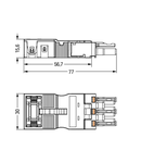 Socket; with strain relief housing; 3-pole; Cod. A; 4,00 mm²; black