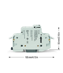 2-conductor fuse terminal block; for class CC fuses; 1-pole; without blown fuse indication; for DIN-rail 35 x 15 and 35 x 7.5; 16 mm²; CAGE CLAMP®; 16,00 mm²; light gray