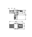 T-distribution connector; 2-pole; Cod. B; 1 input; 2 outputs; 3 locking levers; for flying leads; pink