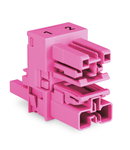 h-distribution connector; 2-pole; Cod. B; 1 input; 2 outputs; outputs on both sides; 2 locking levers; pink