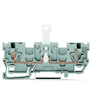 1-conductor/1-conductor disconnect carrier terminal block; with shield contact; with 2 jumper positions; for DIN-rail 35 x 15 and 35 x 7.5; 4 mm²; CAGE CLAMP®; 4,00 mm²; gray