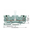 1-conductor/1-conductor disconnect carrier terminal block; with shield contact; with 2 jumper positions; for DIN-rail 35 x 15 and 35 x 7.5; 4 mm²; CAGE CLAMP®; 4,00 mm²; gray