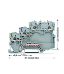 3-conductor actuator supply terminal block; for PNP-(high-side) switching actuators; with ground contact; with colored conductor entries; 1 mm²; Push-in CAGE CLAMP®; 1,00 mm²; gray