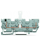 1-conductor/1-pin disconnect carrier terminal block; with shield contact; with 2 jumper positions; for DIN-rail 35 x 15 and 35 x 7.5; 4 mm²; CAGE CLAMP®; 4,00 mm²; gray