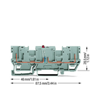 2-pin component carrier block; with 2 jumper positions; LED (red); 24 VDC; for DIN-rail 35 x 15 and 35 x 7.5; gray